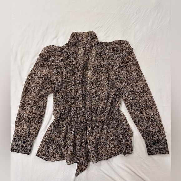 *SOLD* Cheetah print sheer tie shirt - Picture 2 of 3